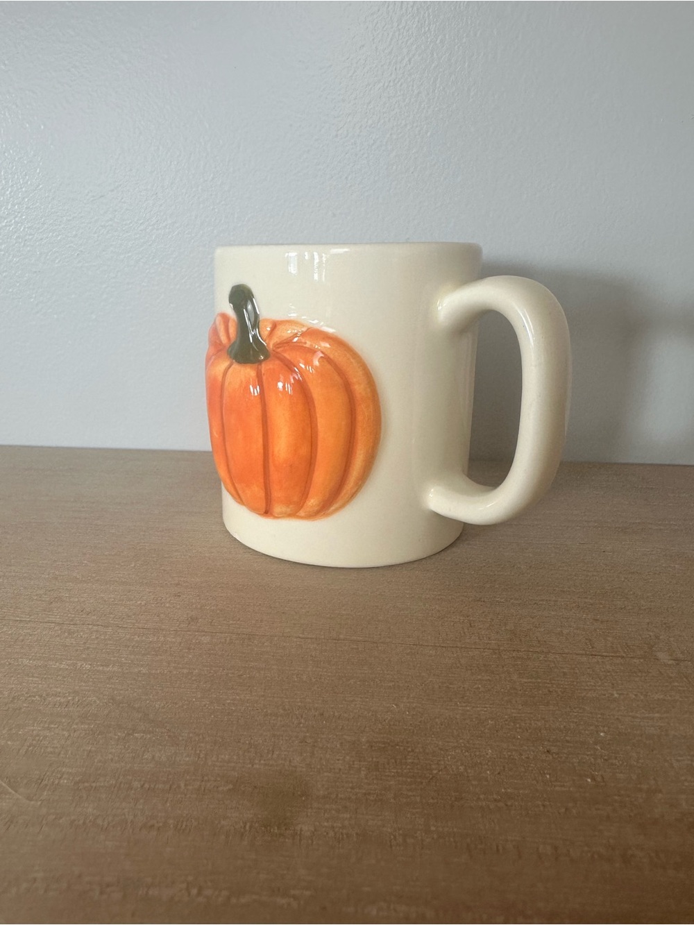 Cream Ceramic Pumpkin Mug - Orange Fall Coffee Cup - Picture 3 of 4
